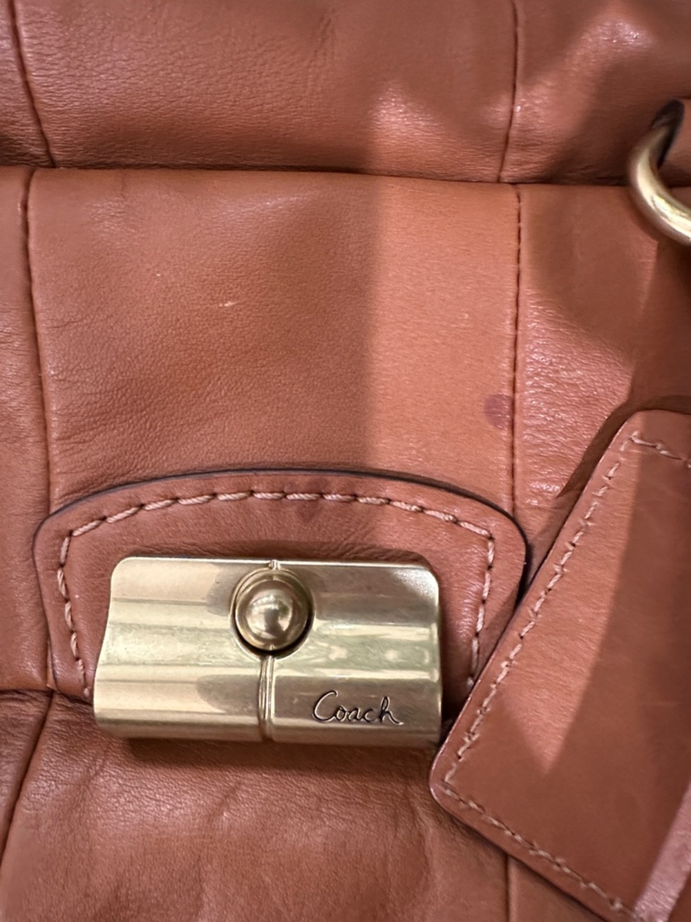 COACH Kristin Tan Leather Satchel with Gold-Tone Hardware - Picture 11 of 16